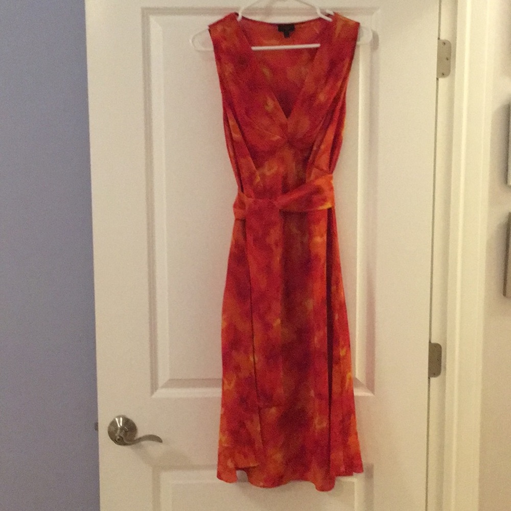 Talbots orange silk linen dress
